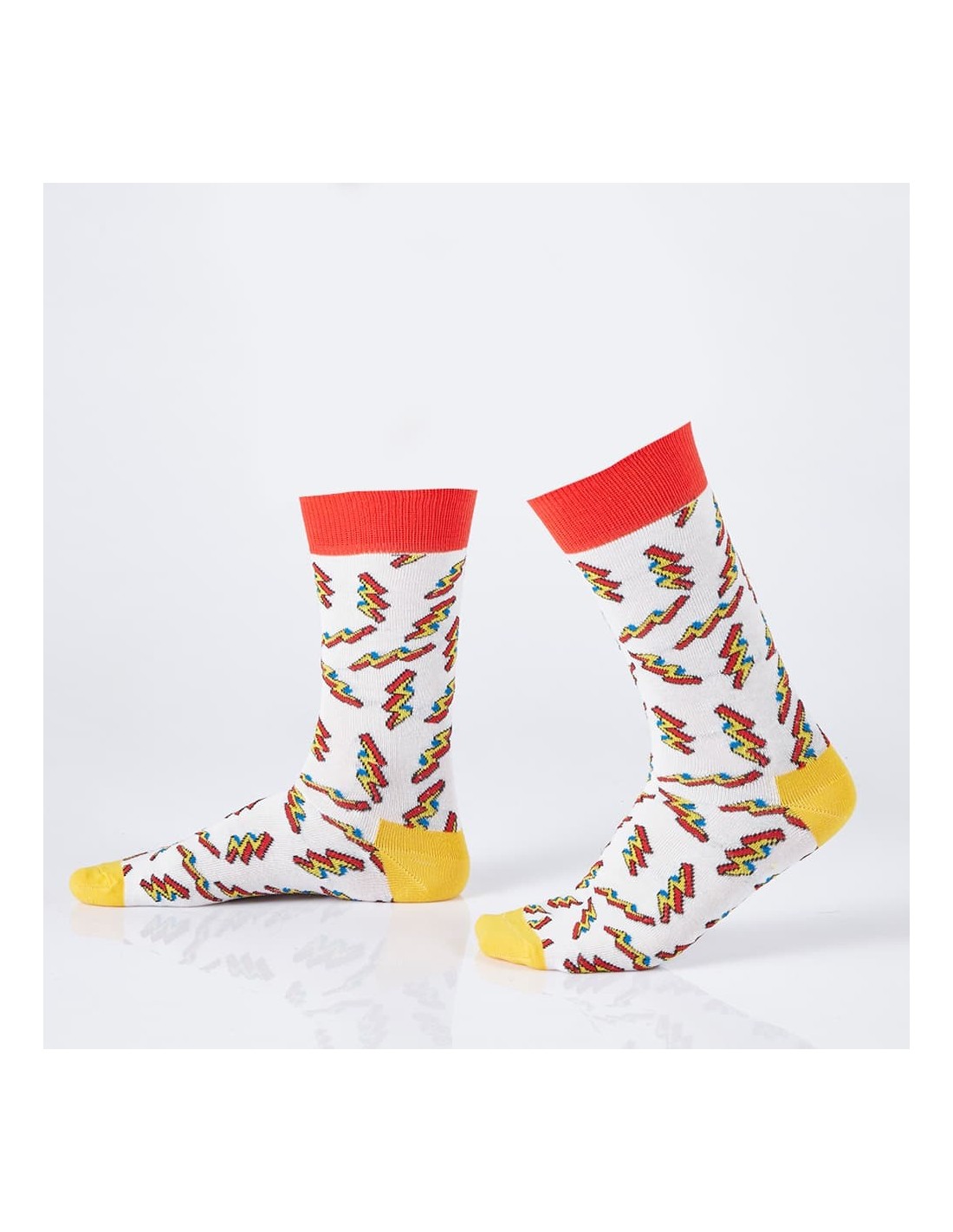 Cream men\'s socks with lightning bolts SM13 - Online store - Boutique